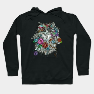 Floral Wolf. Hoodie